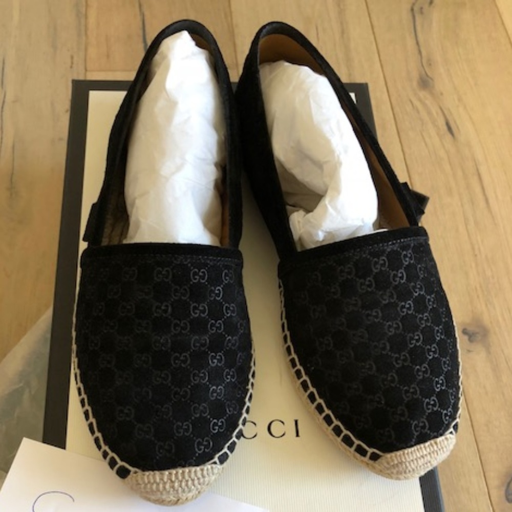 Gucci Black Suede Espadrilles Sz 36